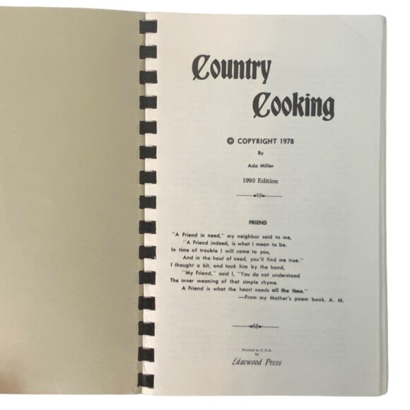 Country Cooking Cookbook by Ada Miller Amish Recipes Spiral Bound Iowa 1978 - Picture 3 of 8